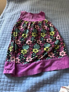 Girls Floral Tank Dress in Purple and Black